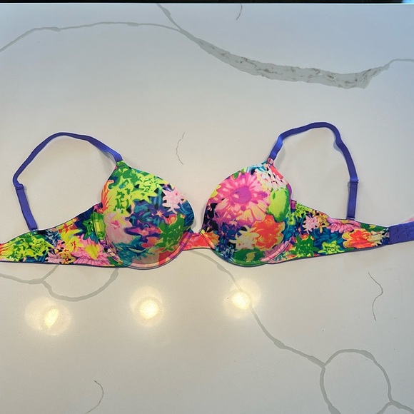 PINK Victoria's Secret Other - NWOT Victoria’s Secret pink wear everywhere Demi 36D neon rainbow floral
